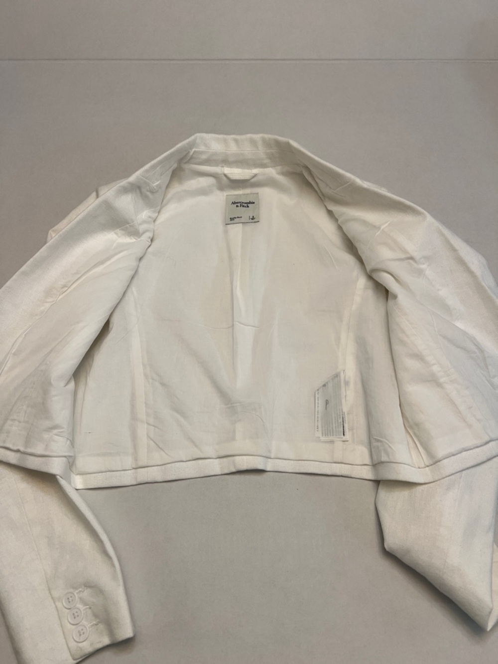 ABERCROMBIE & FITCH COTTON LINEN WOMENS CROPPED BLAZER WHITE SMALL - Picture 9 of 16